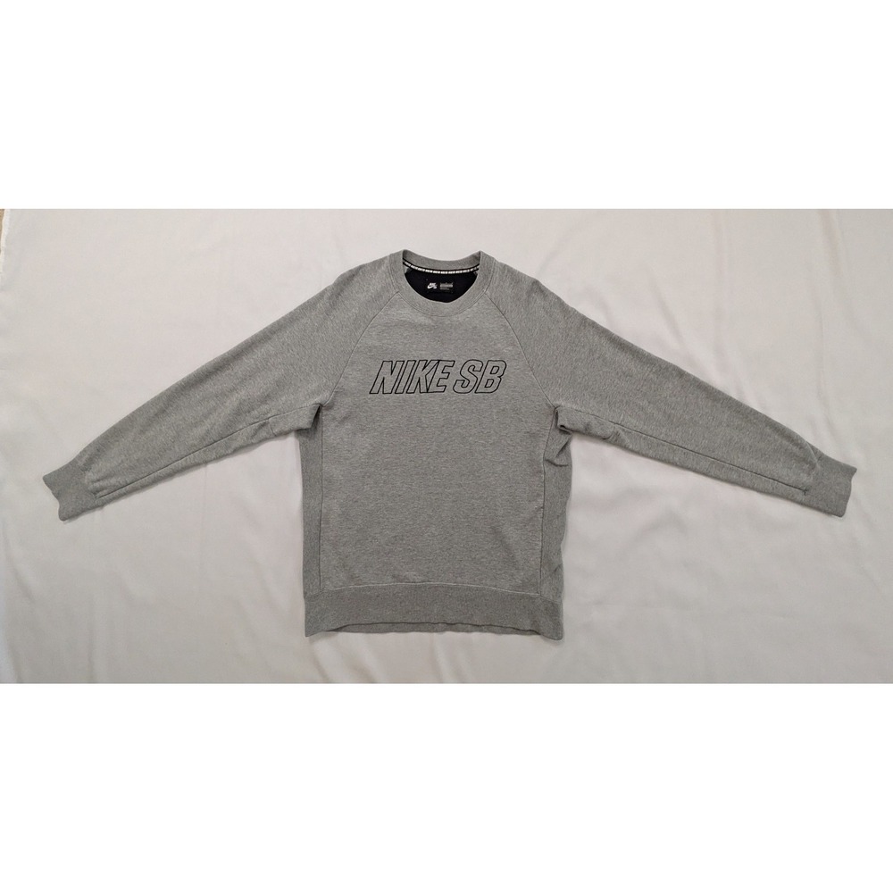 Nike SB Sweatshirt Gray Spell Out Pullover Skateboarding Men's Large L *READ*